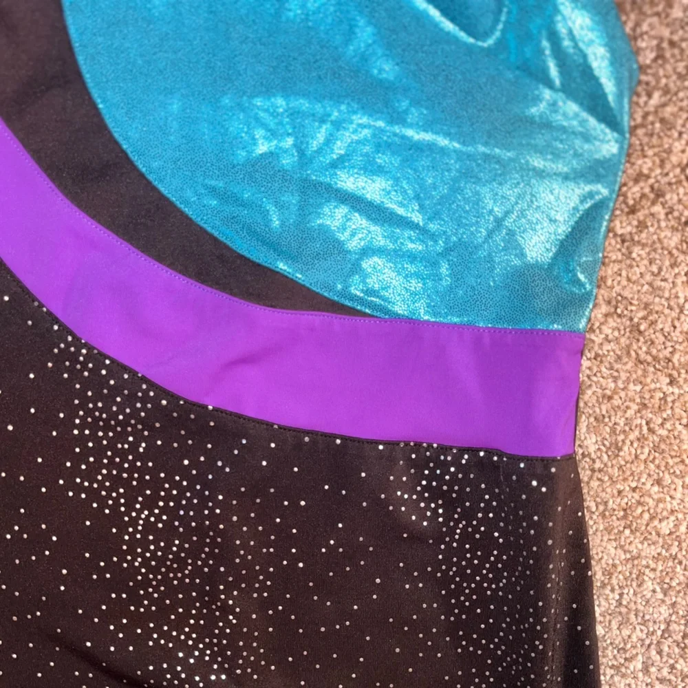 Danskin Blue and Black Leotard with Purple‎ Accent